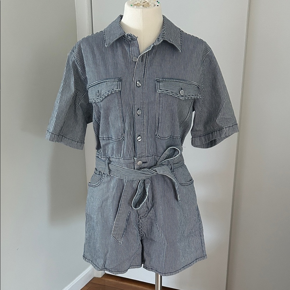 Striped Denim Romper
